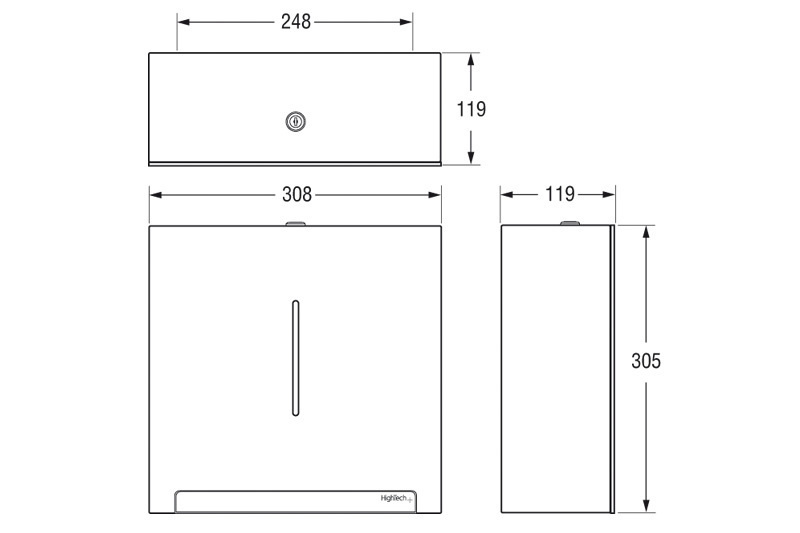 CONTI+ Paper Towel Dispenser Dimensions | Cloakroom Solutions