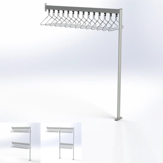 FS709 Floor to Wall Mounted Coat Hanger Rail Cloakroom Solutions