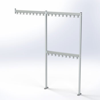 FS70x28-9-10-2 Floor to Wall Single & Double Height Coat Hook Rail | Cloakroom Solutions