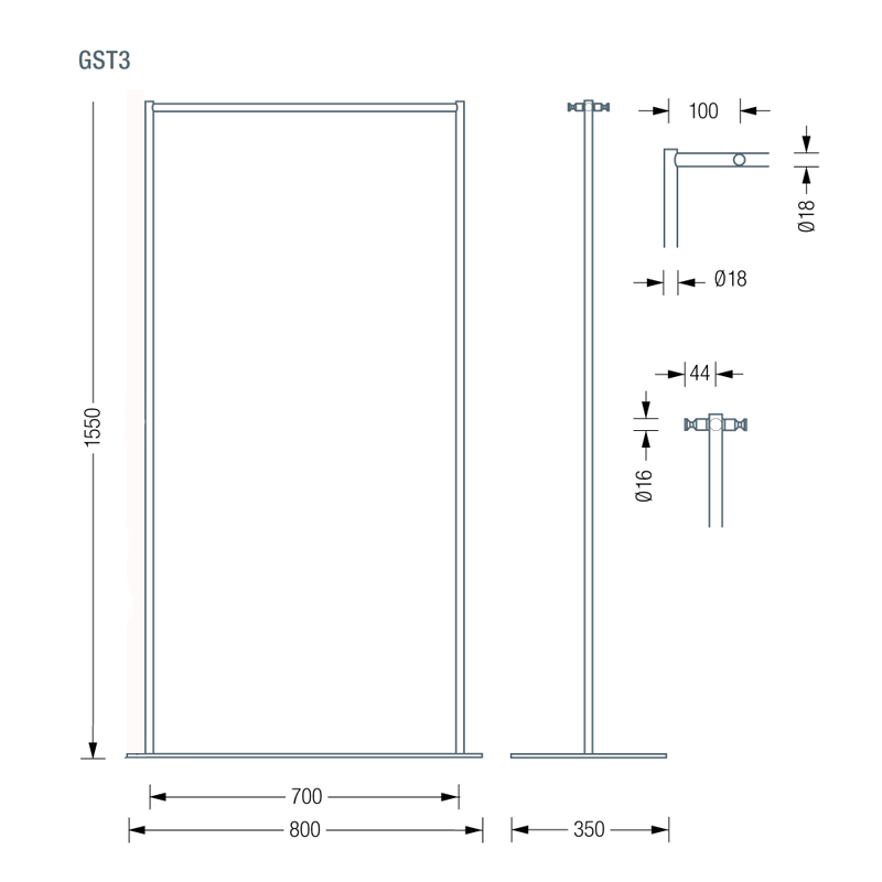 PHOS GST3 Coat Hook Rail Dimensions | Cloakroom Solutions