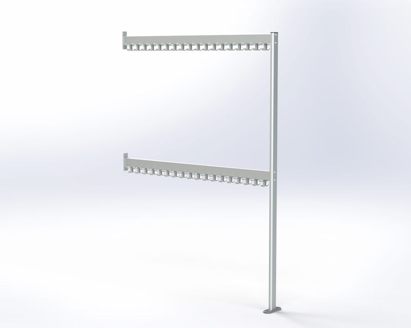 FS70x28.10.2 Double Height Floor to Wall Coat Hook Rail | Cloakroom Solutions