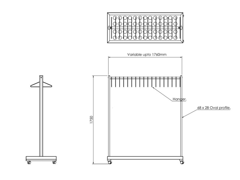 RGW40LR Mobile Coat & Luggage Rack | Cloakroom Solutions