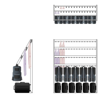 FS70x28-4L Multi-level coat & bag rail | Cloakroom Solutions