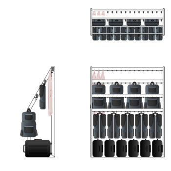 FS70x28-4L Multi-level coat & bag rail | Cloakroom Solutions